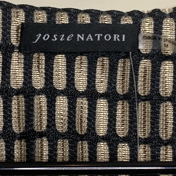 Josie Natori | NWT Tan Black Woven Metal Belted Kimono Style Jacket M MSRP $795 - Picture 15 of 17